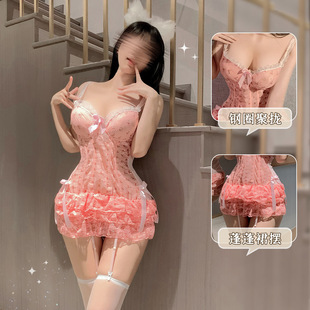 花俏情趣内衣蕾丝性感吊带胸垫高级感钢托聚拢法式纯欲樱桃蛋糕代