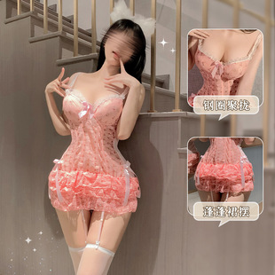 花俏情趣内衣蕾丝性感吊带胸垫高级感钢托聚拢法式纯欲樱桃蛋糕裙