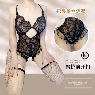 花俏性感情趣内衣火辣镂空免脱开裆连体透视诱惑蕾丝吊带睡衣代发