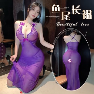 花俏性感长裙情趣内衣透视蕾丝连衣裙夜场OL职业制服夜店紧身代发