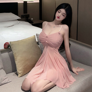 花俏性感情趣内衣女激情诱惑小胸吊带睡衣纯欲睡裙秘书装一件打发