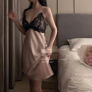 花俏情趣内衣总裁小娇妻薄款蕾丝边露背温柔女人味纯欲性感女睡裙